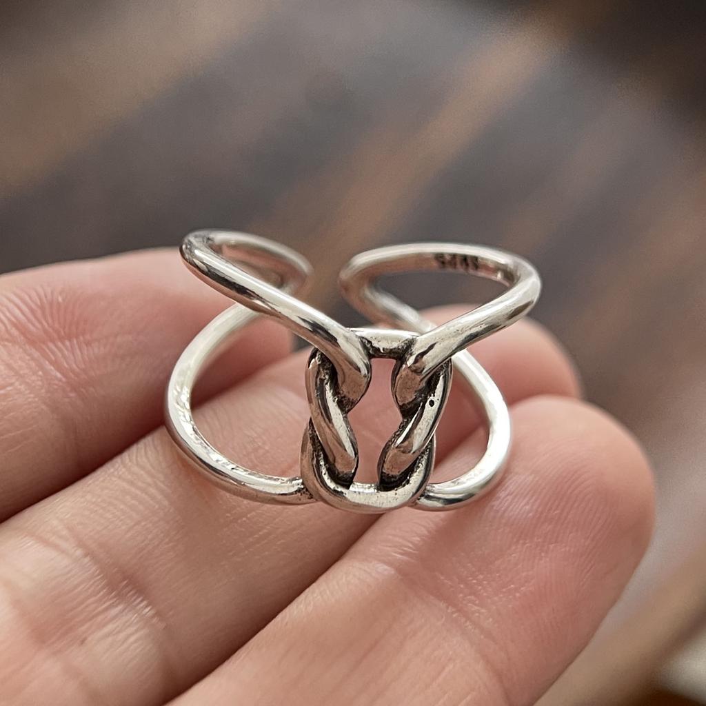 925 Sterling Silver Rings for Women Couple Minimalist Handmade Simple Retro Chain Ring Party Jewelry Gift Prevent Allergy