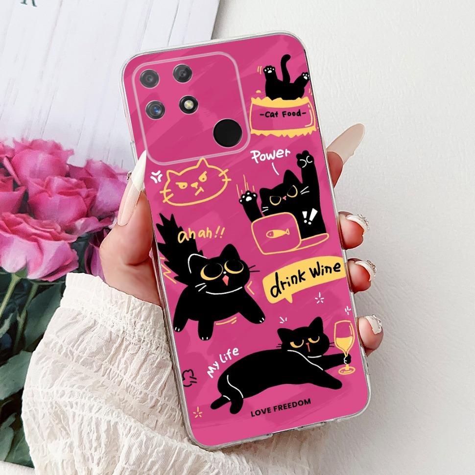 Soft Full RMX3430 Protective Cover For Realme Narzo 50A Casing Cat Pattern For Realme Narzo 50A Narzo50A Silicone Covers Case