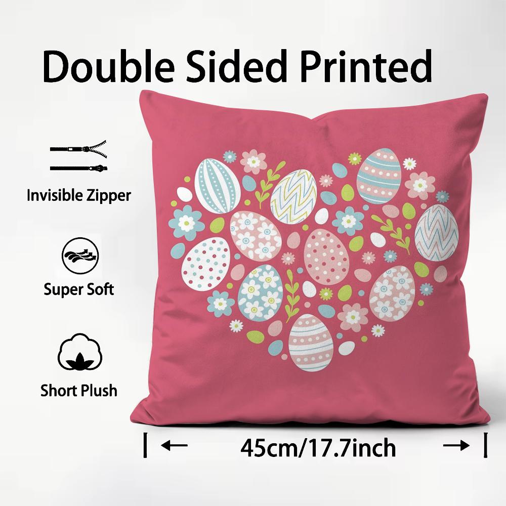 Easter Happy Cushion Cover Plush Fabric Soft DoubleSided Printed Sofa Warm Winter Home Child Gift Pillow Case
