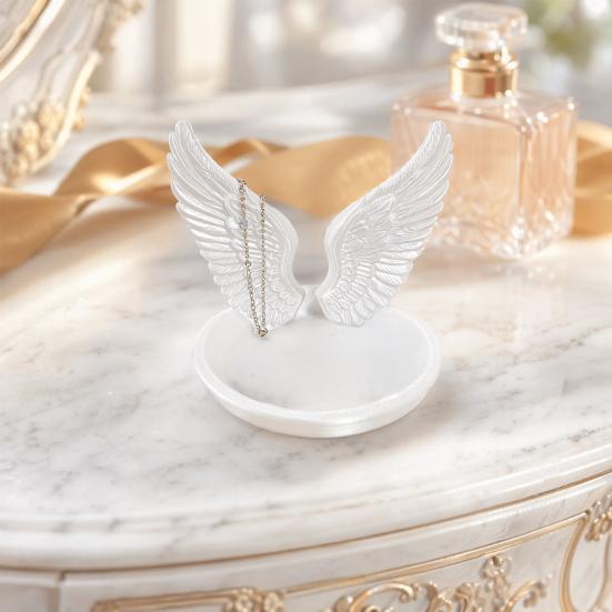 Angel Wing Jewelry Tray, 3D Printed Wings Trinket Holder Dish, Decorative Vanity Organizer Plate for Earrings, Rings, Small Items