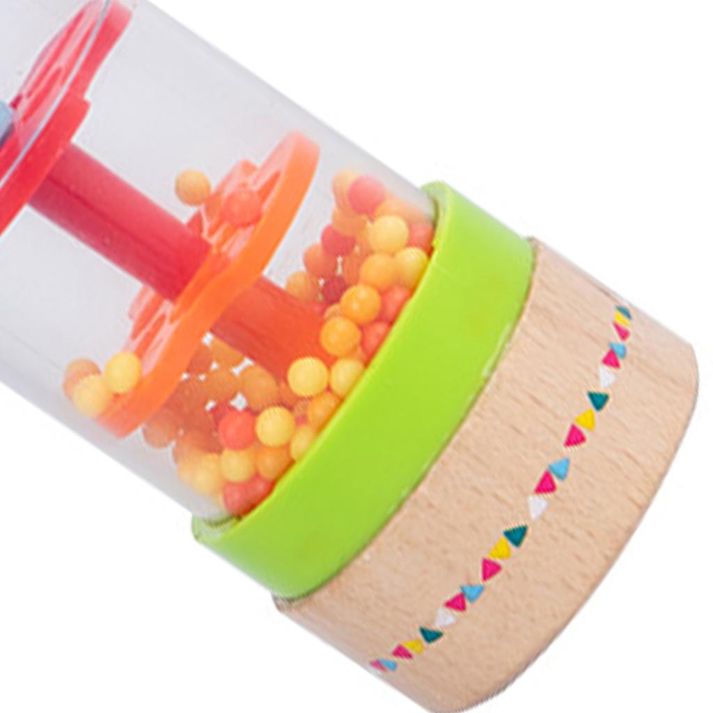 Baby Rainmaker Rain Stick Simulation Wooden Rainbow Rattle Rainmaker Toy Raindrops Musical Instrument Colorful Rain