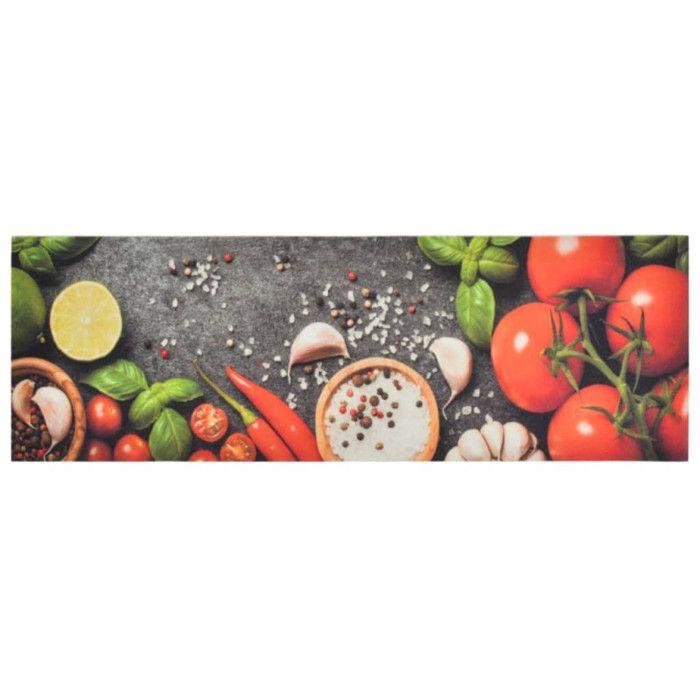 VidaXL Tapis de cuisine lavable impression légumes 60x180 cm velours 136538