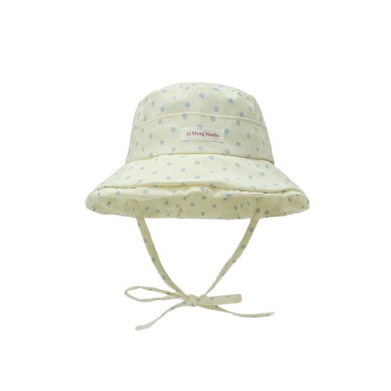 Ai Meng Studio Style Dot Pattern Fisherman Hat With Sun Protection For Summer Travel