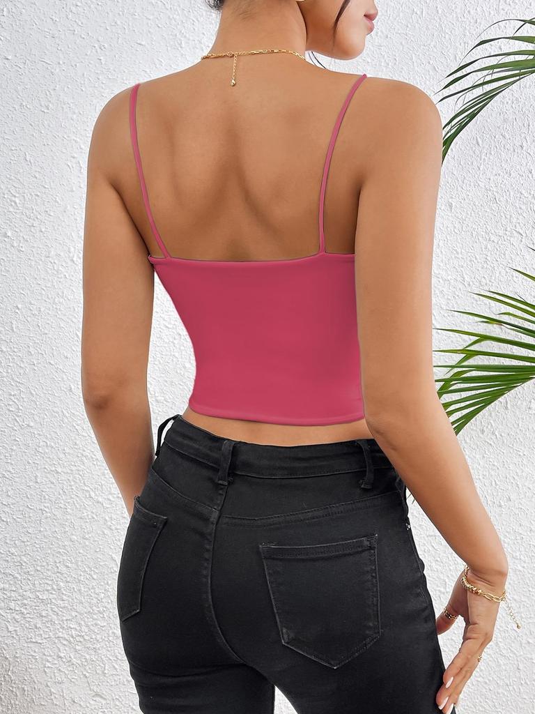 Casual Tank Top U Neck Crop Tops Frauen Sommer Camis Einfarbig Leibchen Mode Rohr Weibliche Ärmellose Gestellte Weste Y2K kleidung