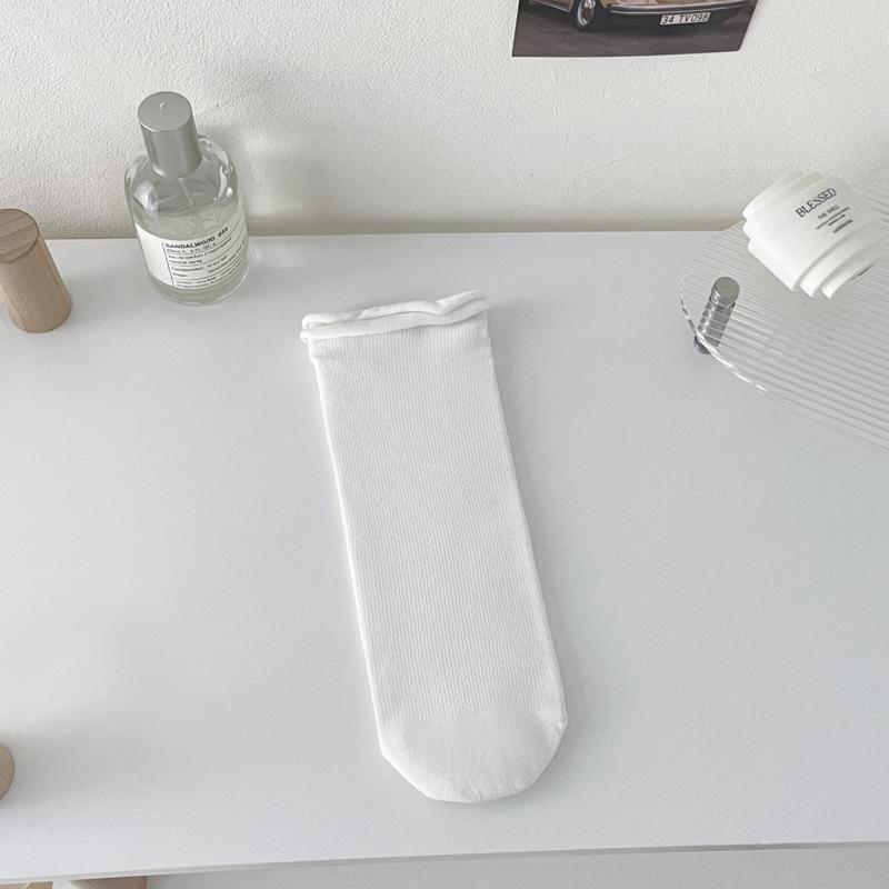 

Boneless, Thin Socks for Both Sides, Mesh Mid-calf Socks, Candy-colored Pile Socks, Combed Cotton Rolled-up Cuffs 1 pair білий