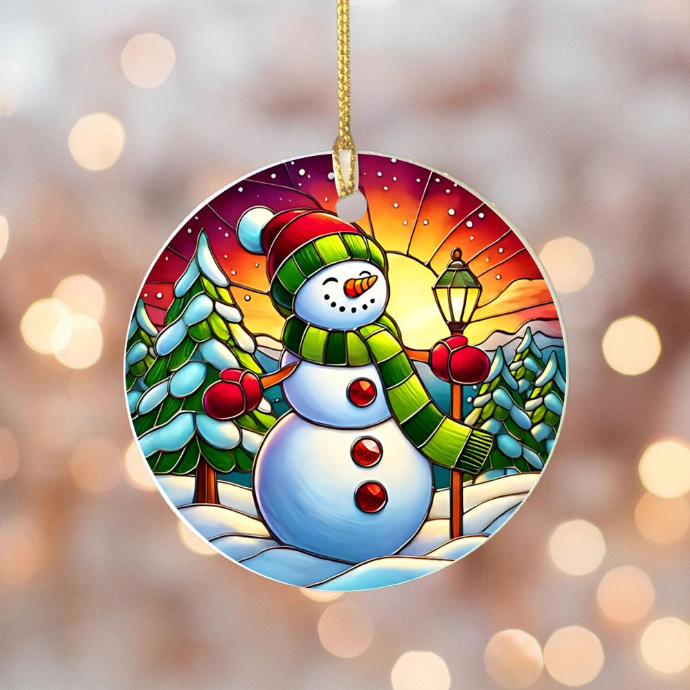 Christmas 2025 Ornament Christmas Decoration Holiday Gift Idea Round Ceramic Ornament Gift Exchange Xmas Tree Decor