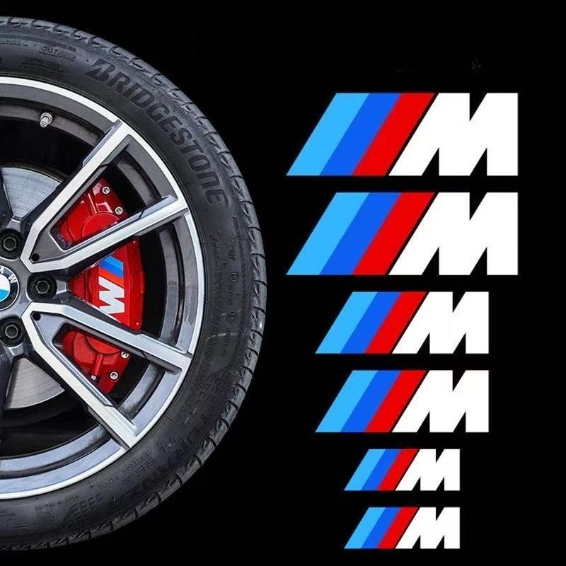 6 ks pro samolepku na třmen BMW M, samolepka na brzdu pro vysoké teploty, modifikovaná samolepka BMW BMW třípruhová samolepka na auto M. Sklo okna.