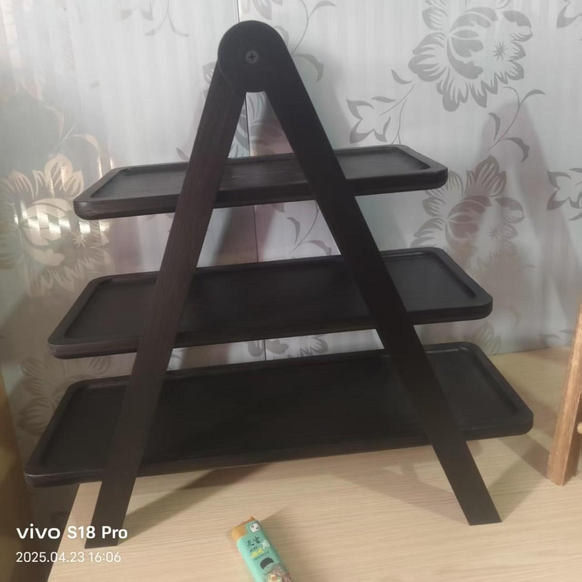 

Foldable Three-Layer Wooden Tray Storage Rack, Made of Durable Paulownia and Acacia Wood, Perfect for Food Storage in Hot Pot