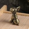 Handmade Solid Brass Dog Figurine Solid Copper Puppy Brass Sculpture Ornament for Home Decoration and Art Collectors
