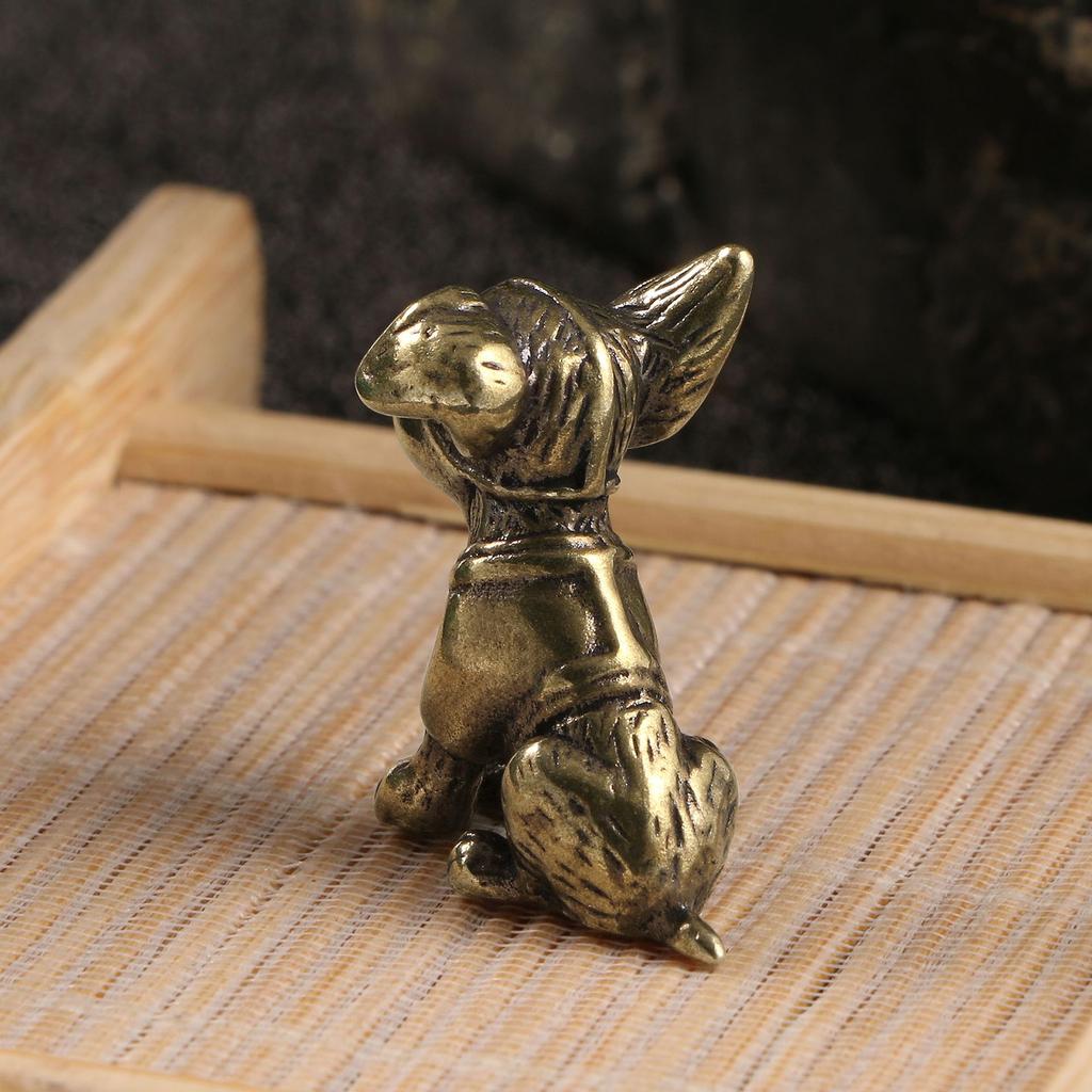 Handmade Solid Brass Dog Figurine Solid Copper Puppy Brass Sculpture Ornament for Home Decoration and Art Collectors