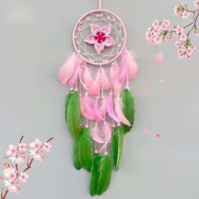 Crocheted Dreamcatcher Premium Sensation Feather Hanging Ins Pink Teenage Girl's Heart Bedroom Window Sill Home Niche Decorations