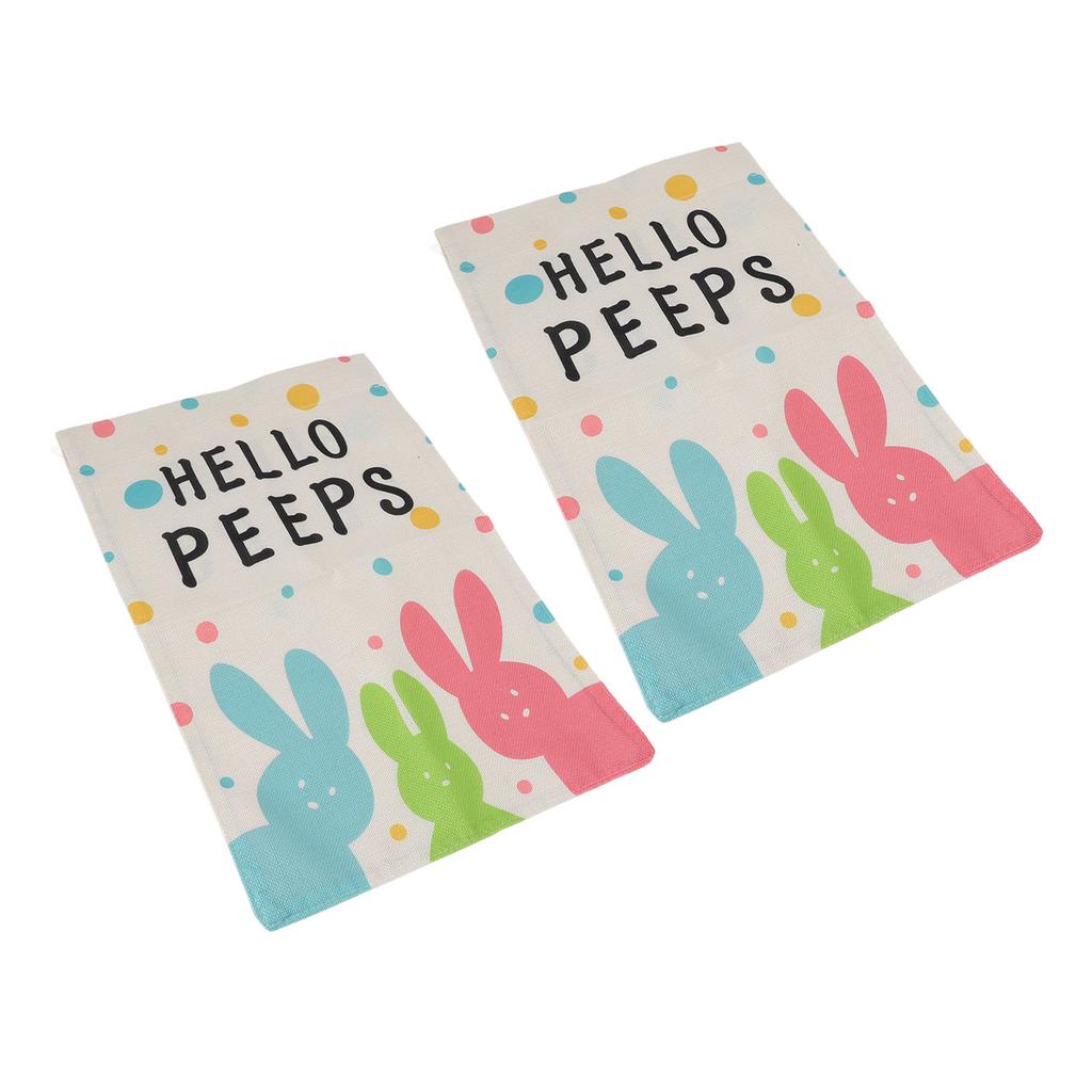 2Pcs Easter Garden Flag Polyester Weatherproof 2 Sided Decorative Bunny Yard Flag for Patio Terrace