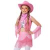 Costume da Cowgirl per Bambine Senza Maniche con Paillettes Strass Frange, Gonna Elastica, Guanti, Cappello, Fazzoletto, Danza Latina, Esibizione sul Palco, Competizione