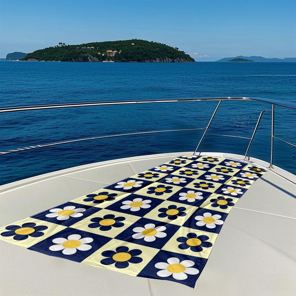 Checkerboard Flower Pattern Quick Drying Bath Towel Microfiber beach towel - light weight swimming camping  yoga beach out