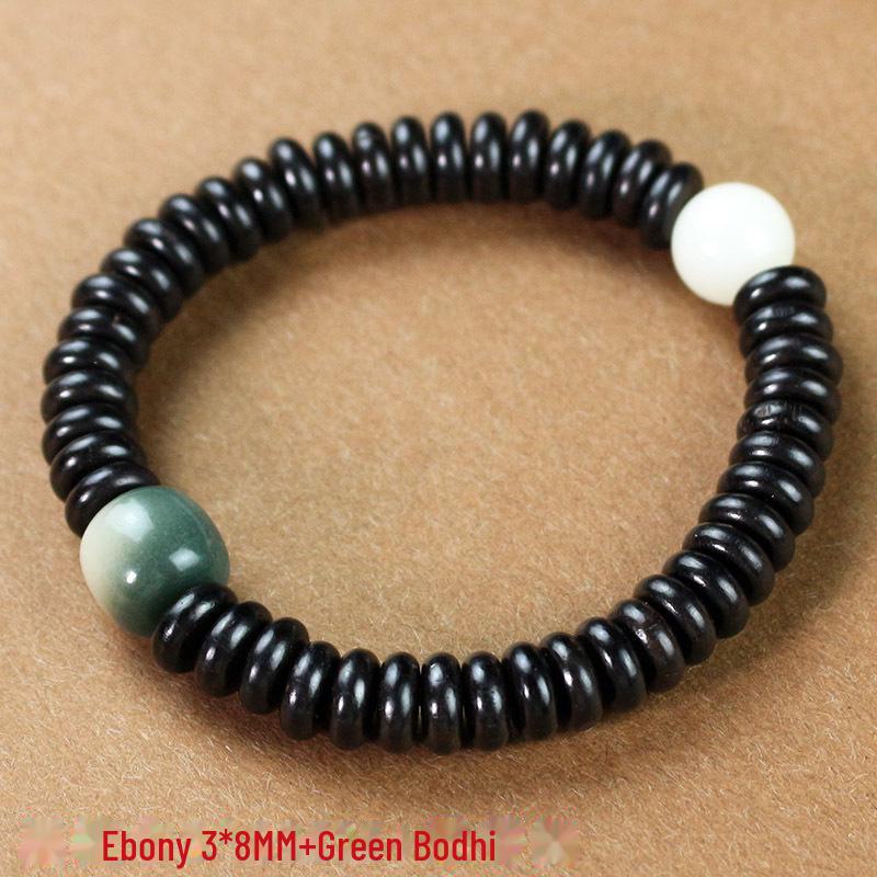 Handcrafted Wooden Bracelet with Burmese Rosewood and Bodhi Root Beads, 3*8MM, Unisex Design for Couples