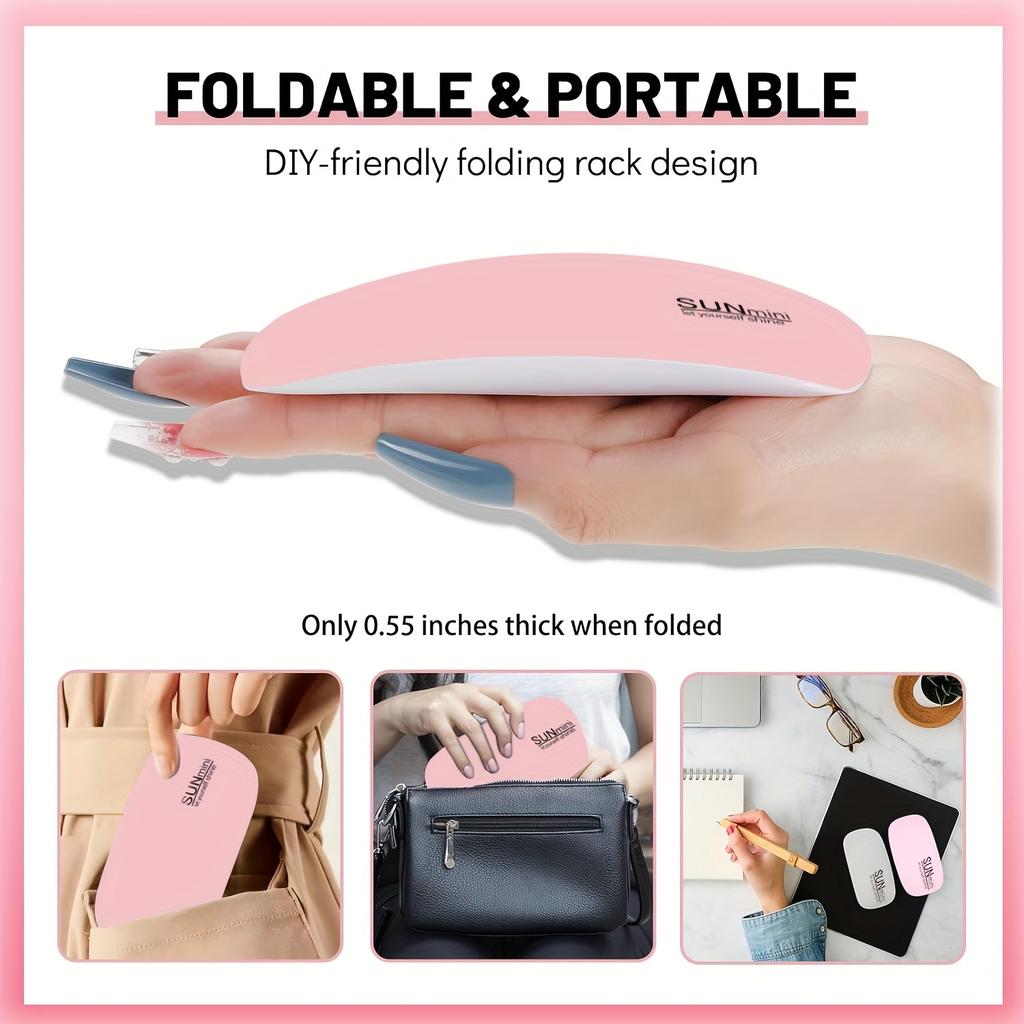 6LED Mini Nail Dryer - UV/LED Nail Lamp for Gel Varnish Curing - Micro USB Powered Nail Art Equipment for Manicuring and Nail Care