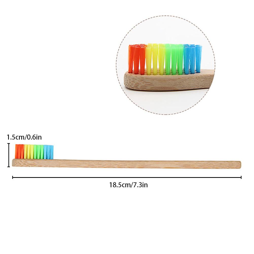 4 6 10PCS Rainbow Colored Double Core Bristles Eco Friendly Bamboo Toothbrush