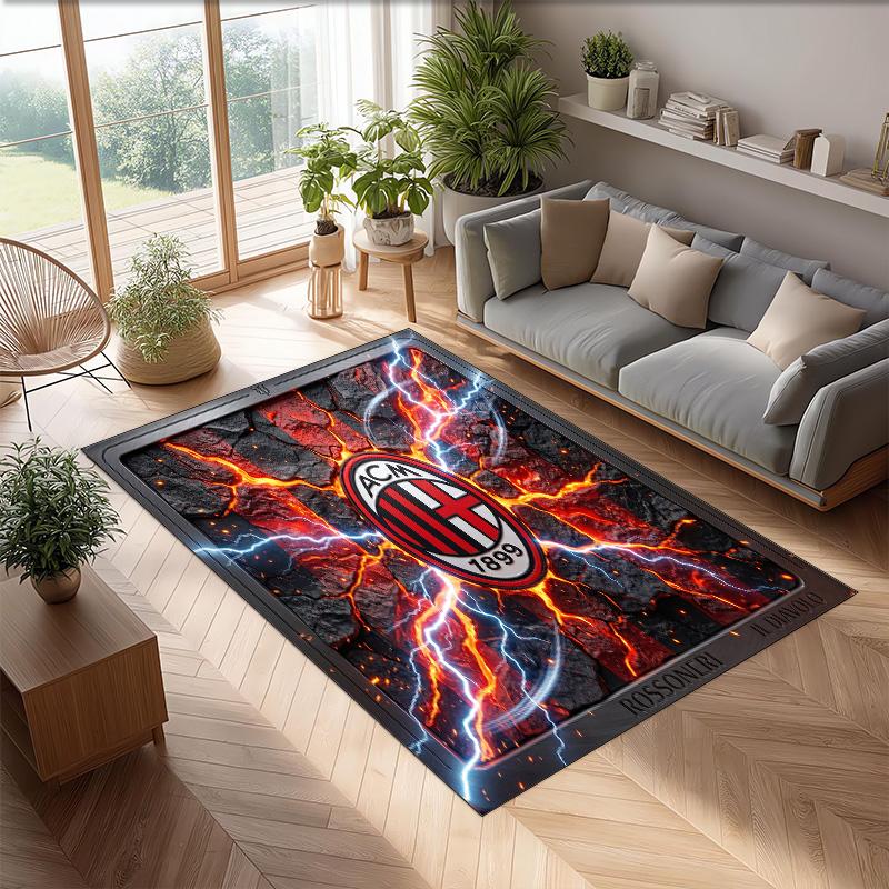 AC Milan Printed Flannel Area Rug Non Slip Soft Polyester Floor Carpet Indoor Decor Mat for Bedroom Living Room Sofa Game Room Home Decoration