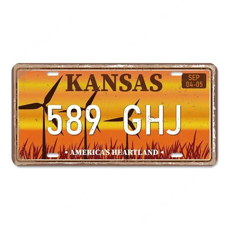 Poster de epocă Placă Statelor Americane Semne de tablă din metal Florida California Texas Hawaii Placă de înmatriculare Club Bar Garage Decor de perete