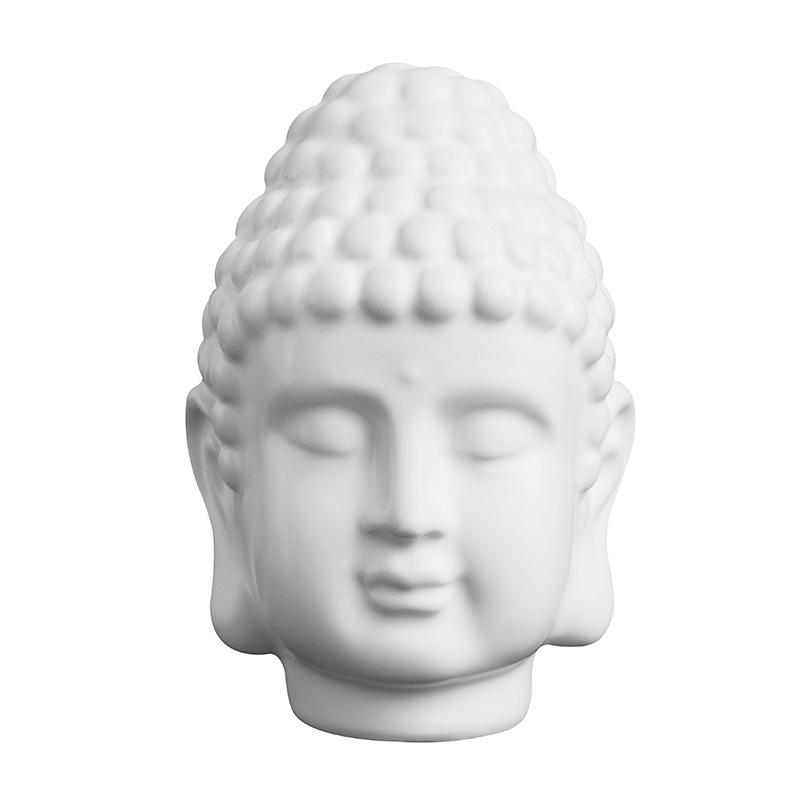 Mingze Sandstone & Resin Craft Buddha Head Statue, Creative Buddha Decor For Home Entrance & Living Room