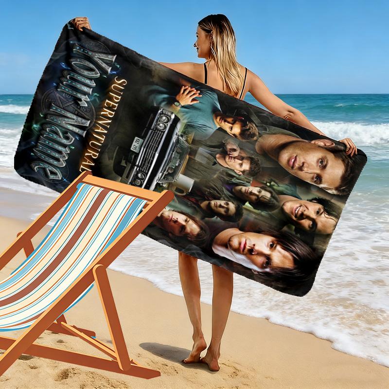 Name Custom Supernatural Hunting Brothers Print Beach Towel, Large Soft Quick Dry Towel for Beach Camping Swimming