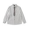 Striped Cotton Long Sleeve Shirt Loose Fit Casual Top Men Women Teenagers