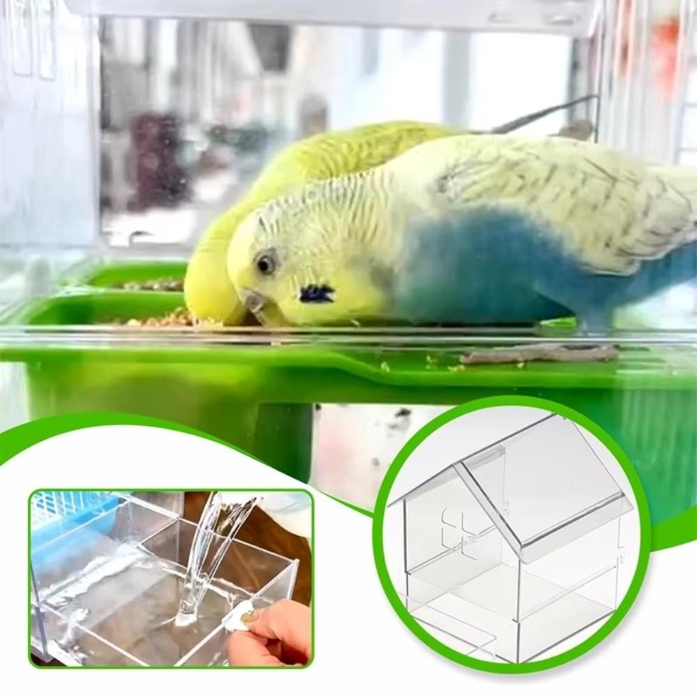 Transparent Bird Feeding Bowl Prevent Scattering Bird Bath Hanging Parrot Feeder Easy To Clean