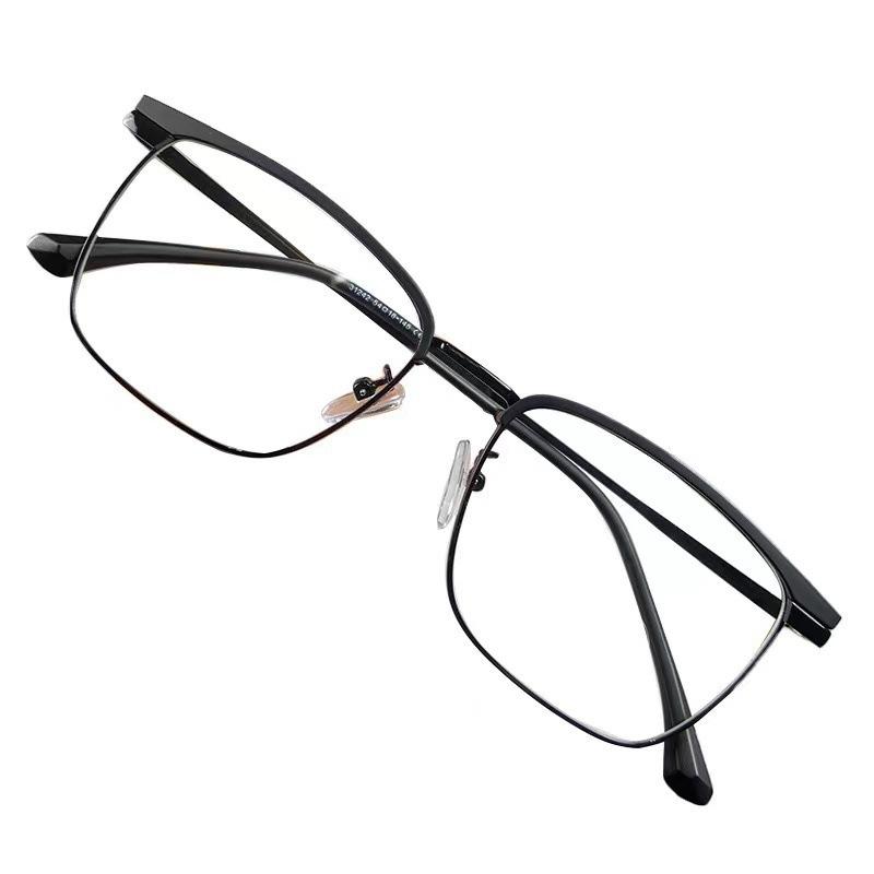 Half-Frame Glasses, Men'S Black-Frame Frames, Eyebrow Line, Women'S Flat Big Face, Retro Wood Grain Eyebrows, Myopia, Eye Frame.