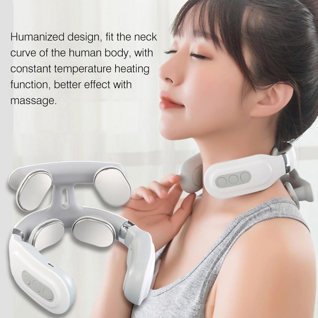Nackenmassagegerät mit Heizung Mikroelektrisches Massagegerät zur Linderung von Nacken- und Schulterschmerzen USB-Nackenmassagegerät Entspannt Muskeln Schwebende 4 Massageköpfe Vibrator Heizung