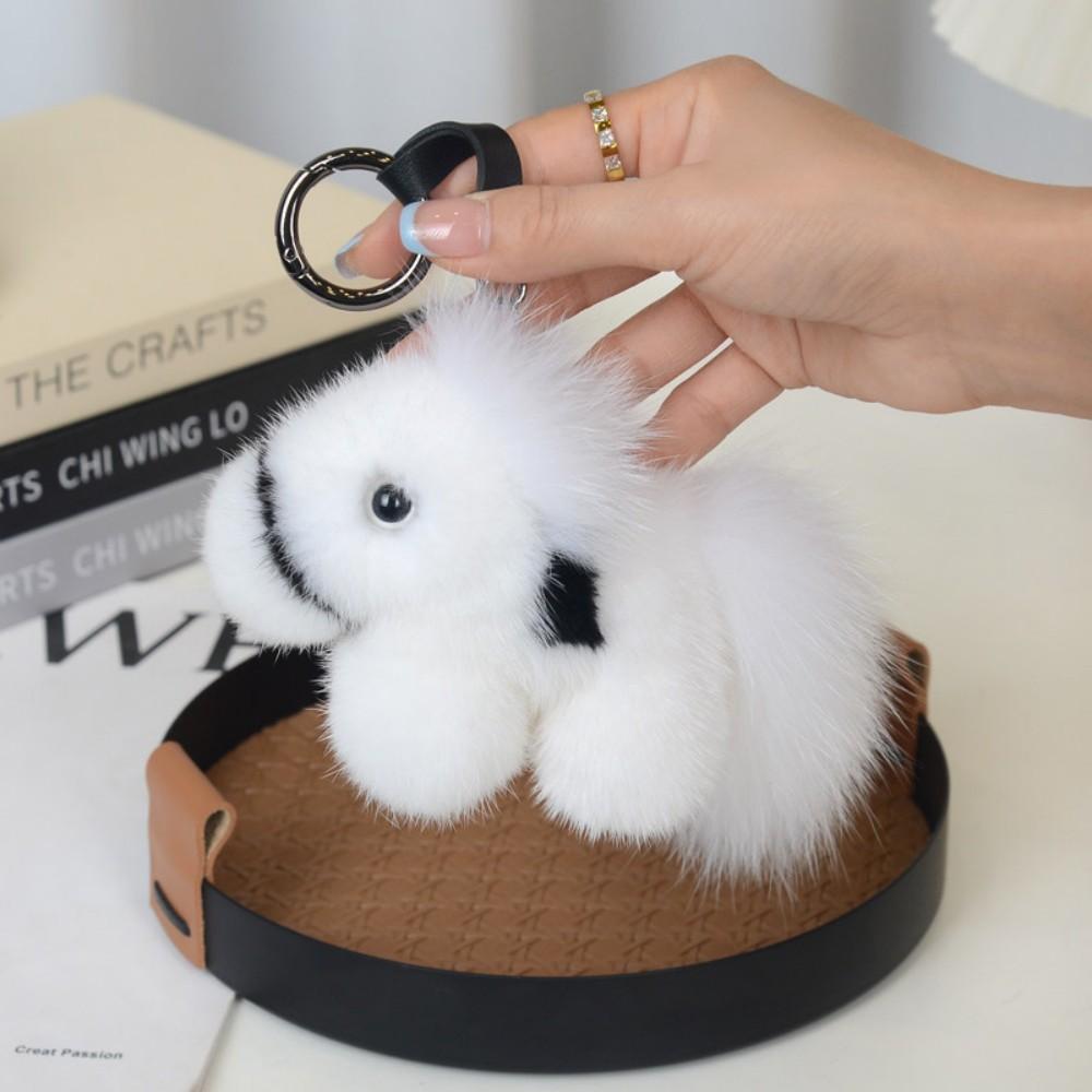 New Horse Keychain Real Rex Rabbit Fur Pony Handbag Pendant Car Key Ring Bag Pendant Fashion Cute Decor Accessory Gift