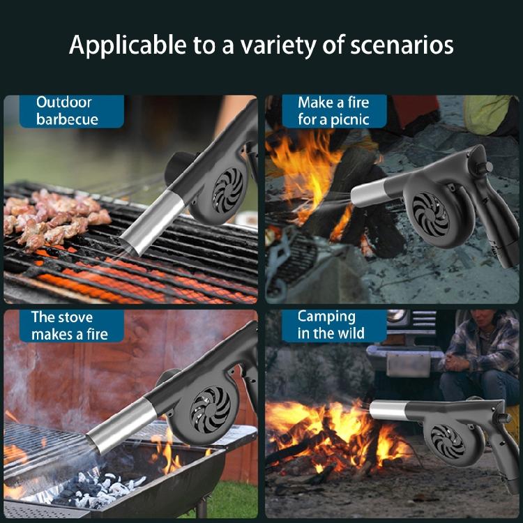 Electric BBQ Fan Air Blower DC12.6V Camping Cooking Stove Bellows +2x Batteries