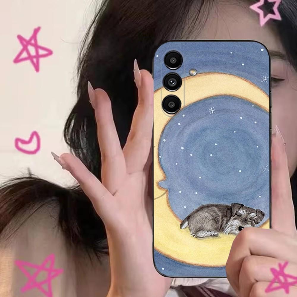 Cartoon Schnauzer Dog Cute Phone Case For Samsung S24,S21,S22,S23,S30,Ultra,S20,Plus,Fe,Lite,Note,10,9,5G Black Soft Cover