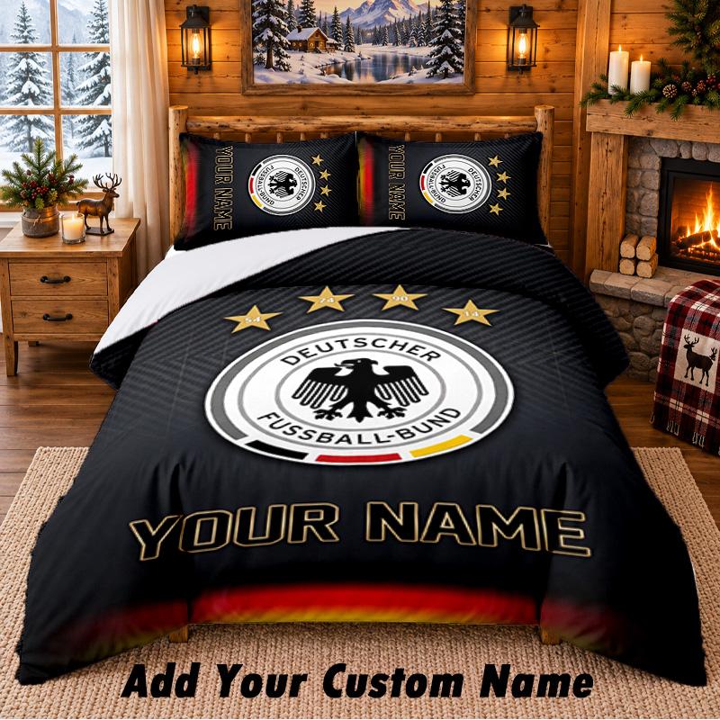 Germany National Football Team Pattern Bedding 3Pcs Set Custom Name, Bed Sheet And Pillowcases For Home Bedroom
