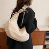 Solid Color Large Capacity Tote Bag Trendy Shoulder Bag Women Casual Canvas School Crossbody Bags For Student CLE