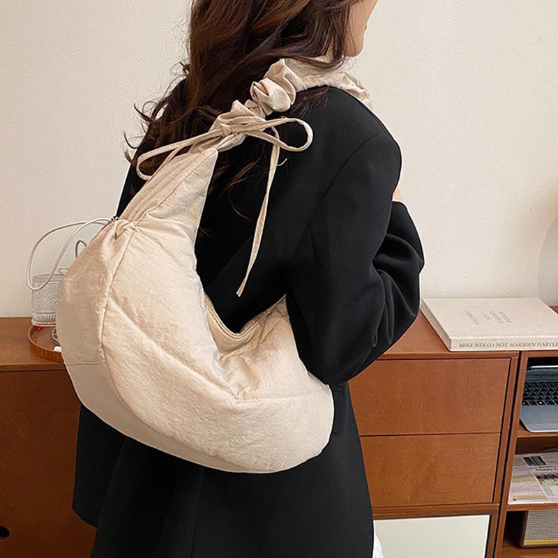 Solid Color Large Capacity Tote Bag Trendy Shoulder Bag Women Casual Canvas School Crossbody Bags For Student CLE