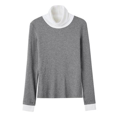 Thin Velvet Turtleneck Bottoming Shirt for Women Contrasting Long-sleeved T-shirt Autumn and Winter New Style Underwear Top