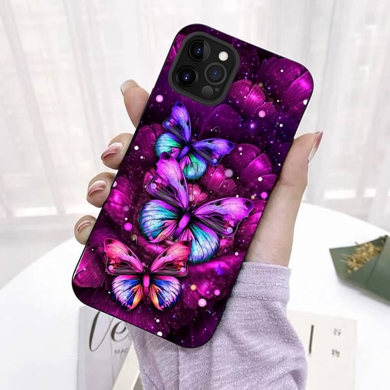 Süße bunte Schmetterlings-Telefonhülle für iPhone 11 12 13 Mini Pro Max 8 7 6 6S Plus X 5 SE 2020 XR XS Funda Case