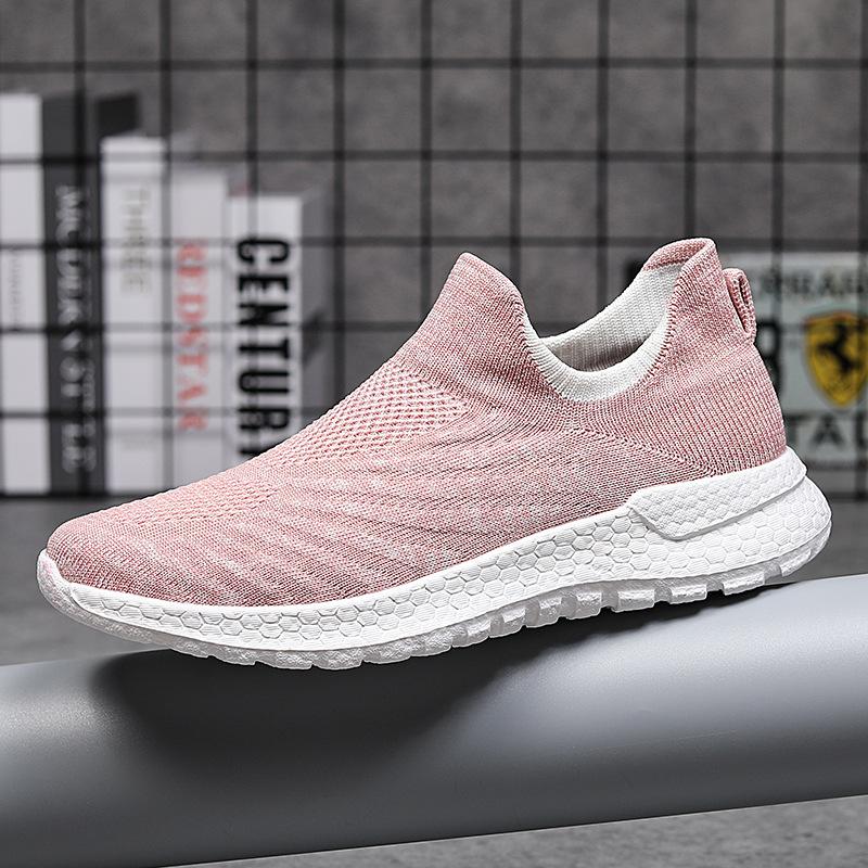 

Летняя новая мужская обувь повседневная дышащая спортивная обувь обувь-носки для ленивых легкая обувь из мушиной ткани 45 розовый