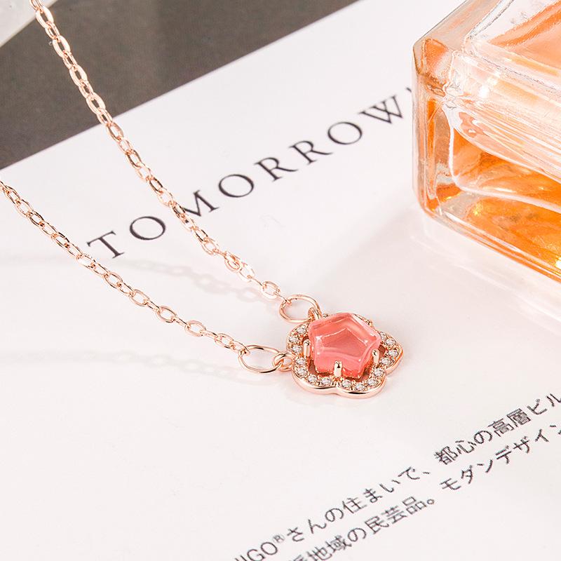 Damen Kirschblüte Rosenquarz Schlüsselbein Kette - Frühling/Sommer Süß & Lieblich Stil Schmuck