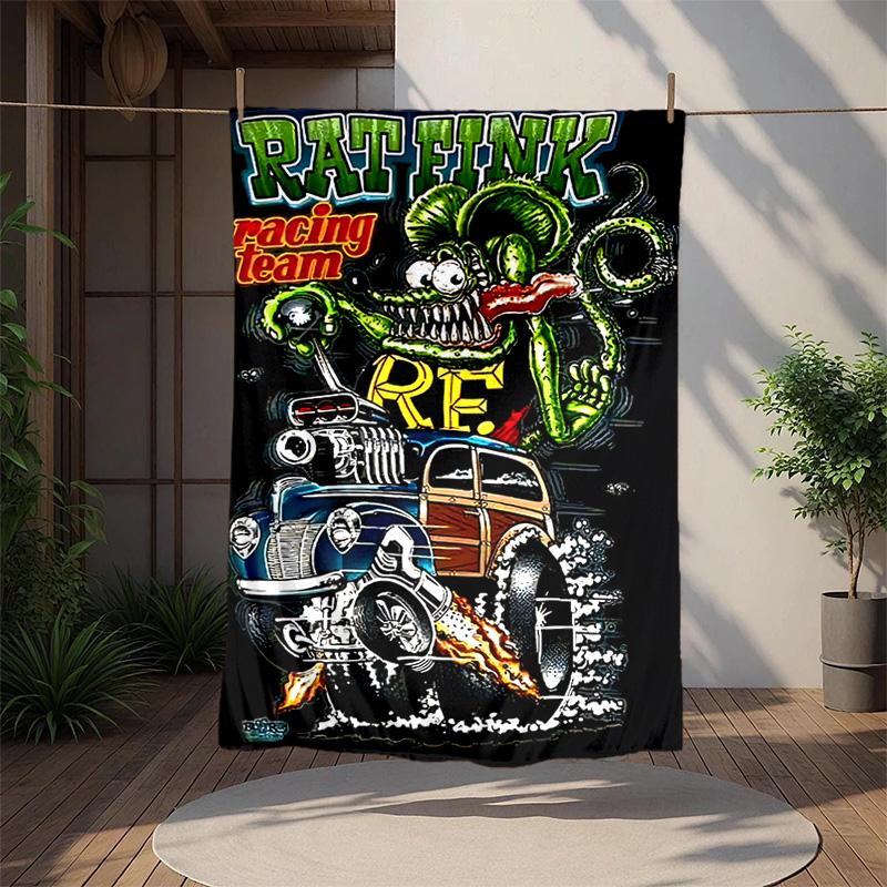 Rat Fink Power Flannel Blanket Soft Warm All-Season Throw, Design for Camping, Car Travel, Hiking Sofa, Bed, Office Perfect Gift for Parties