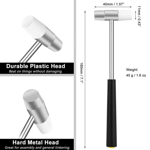 Dual-Head Small Hammer, 7-Inch Long, Ergonomic Grip, Double-Sided Jewelry Mallet Hammer, Mini Hammer for Crafts, Watchmaking, Tuning, Woodworking, Toy