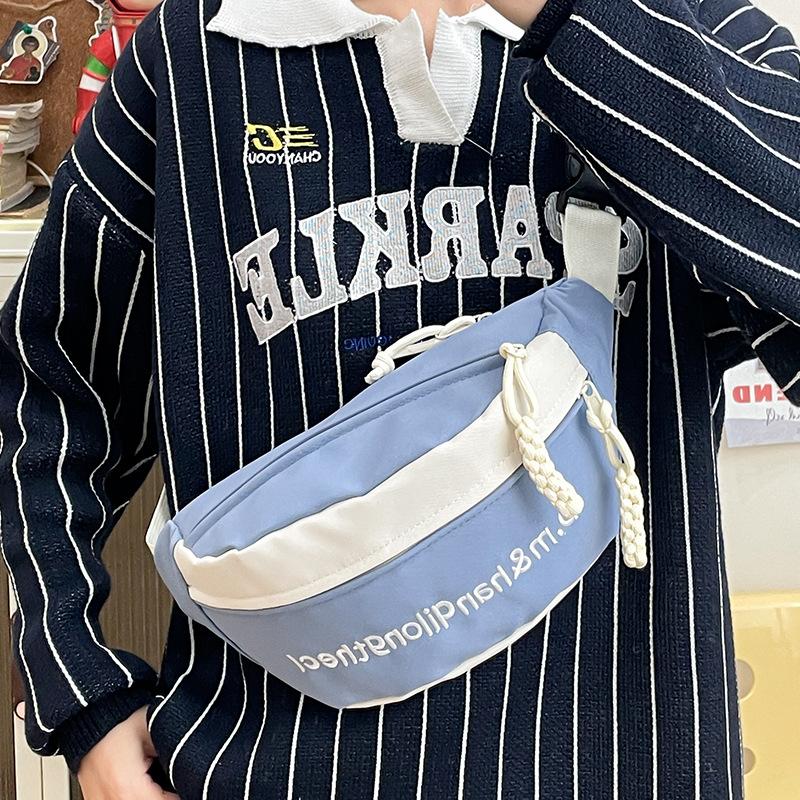 New Fashion Brand Ins High Value Fashion Personality Contrasting Chest Bag Waist Bag Letter Embroidered Crossbody Single Shoulder Mobile Phone Bag