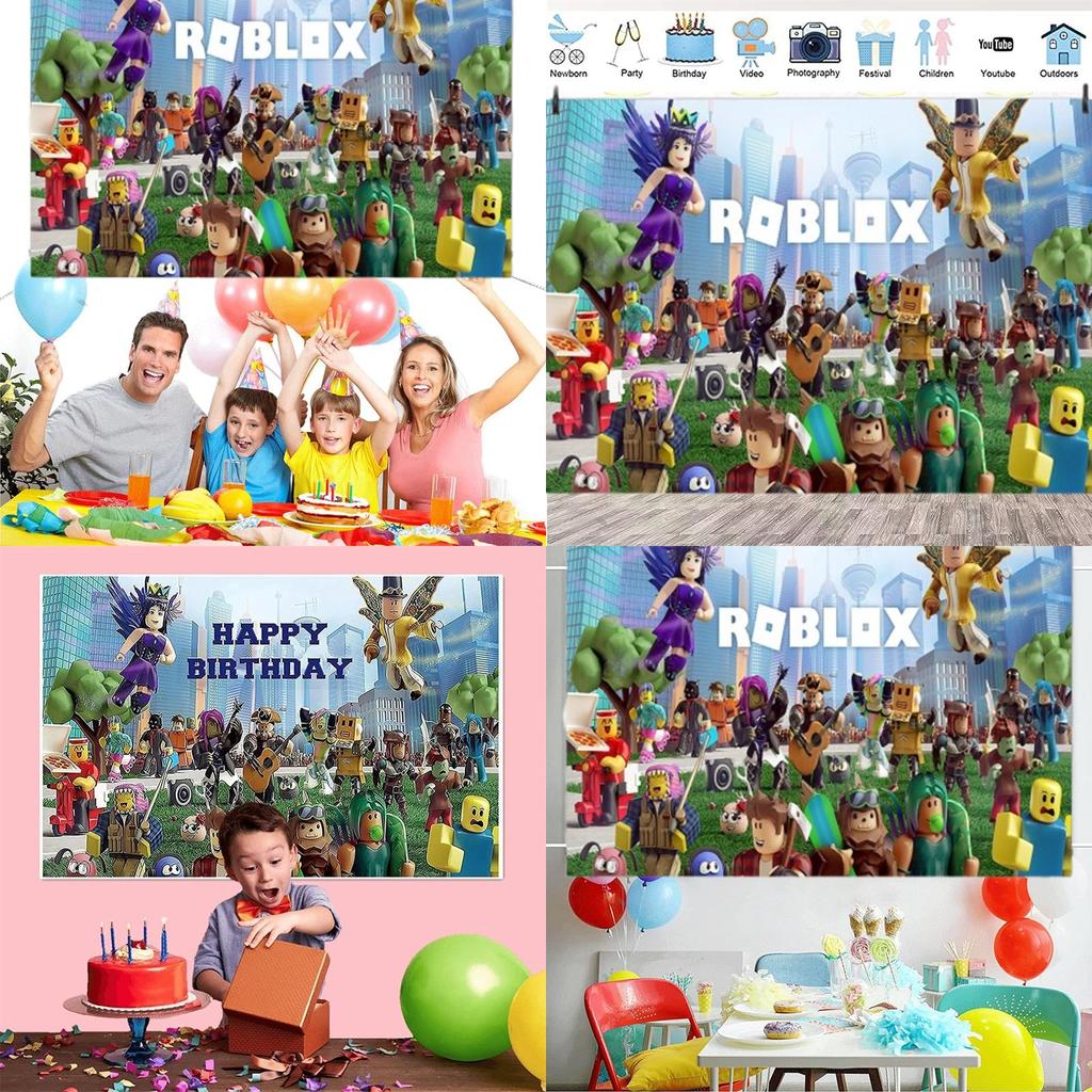 Roblox Boys' Game Birthday Party Decoration Banner 5x3 Ethylene Photography Backdrop Cloth