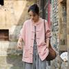 Johnature Vintage Tops Women Shirts Oneck Bat Sleeve Blouses Patchwork Pockets Loose Button Shirts