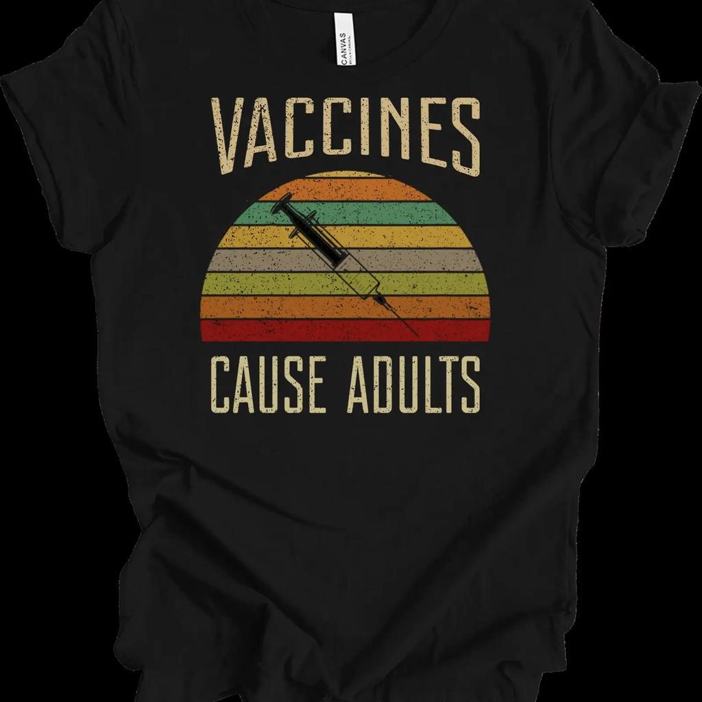 Funny Retro Vaccines Cause Adults T Shirt Vintage Top For Everyday Wear Breathable Versatile Casual Graphic Stylish