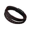 Men's Multi-Layer Leather Rope Woven Bracelet with Alloy Magnetic Buckle
