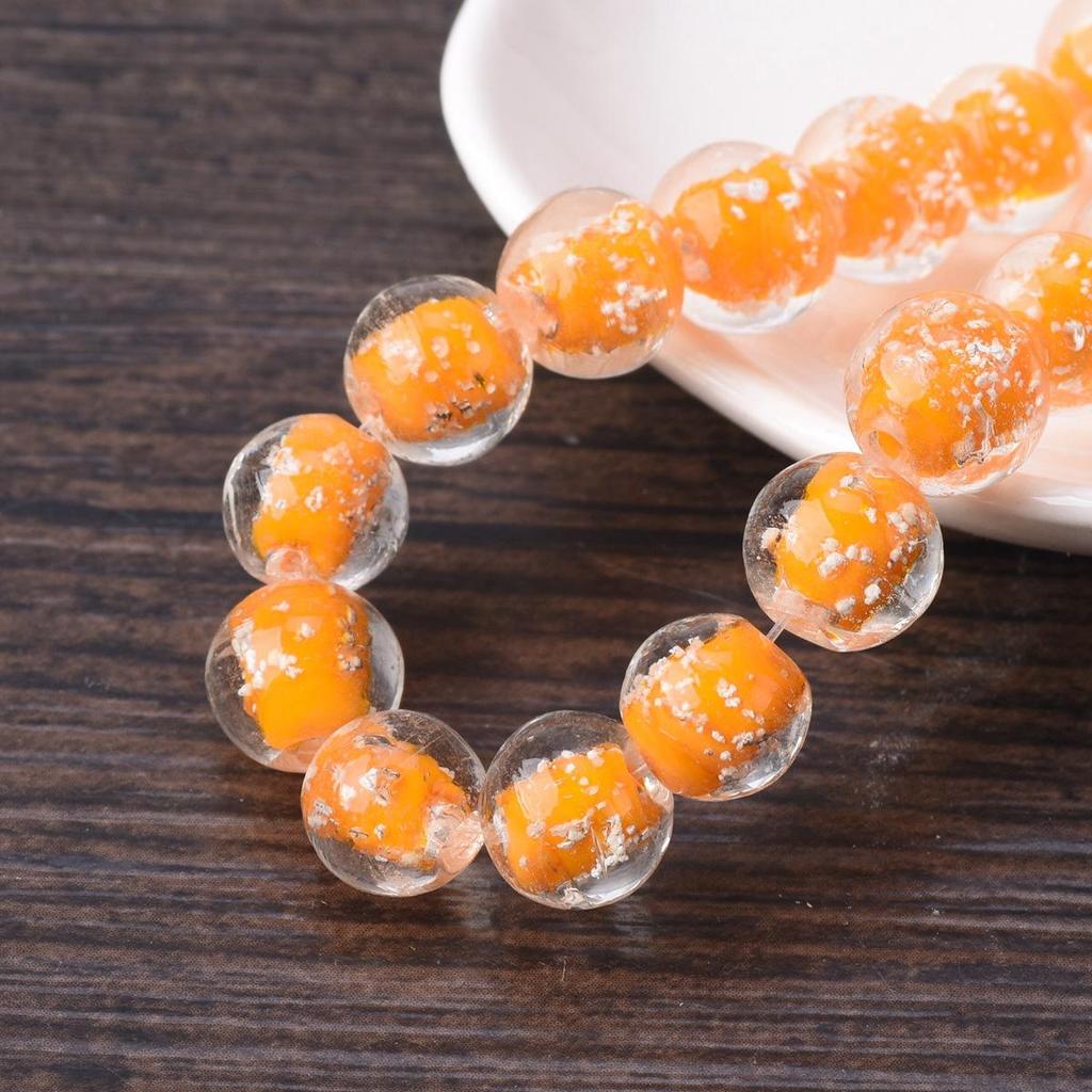 10pcs Round 10mm Handmade Luminous Lampwork Glass Loose Beads For Jewelry Making Accessories DIY Crafts Findings