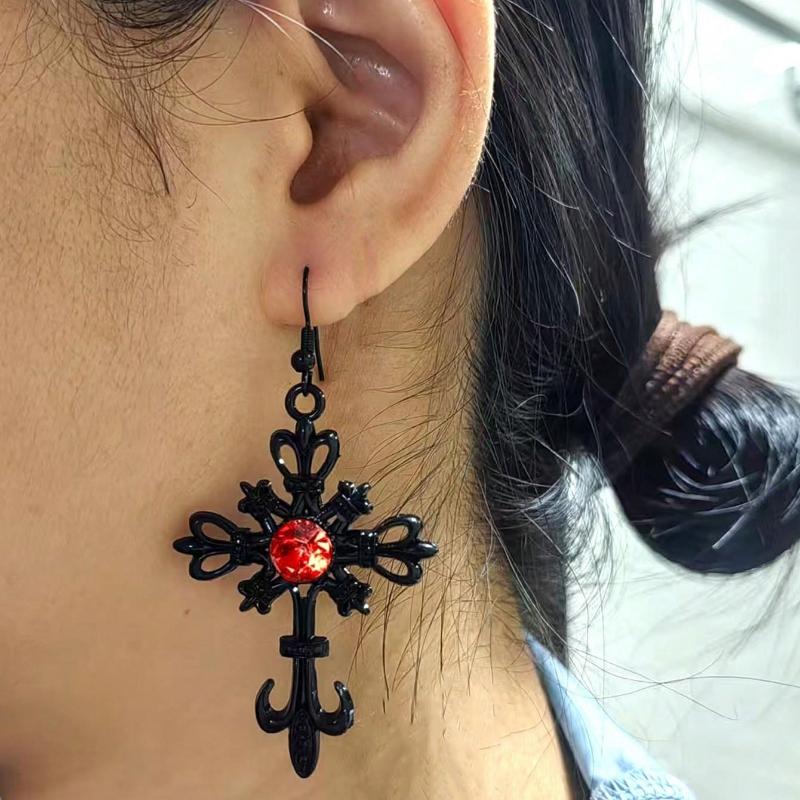 Retro Gothic Crescent Moon & Star Design Earrings For Women