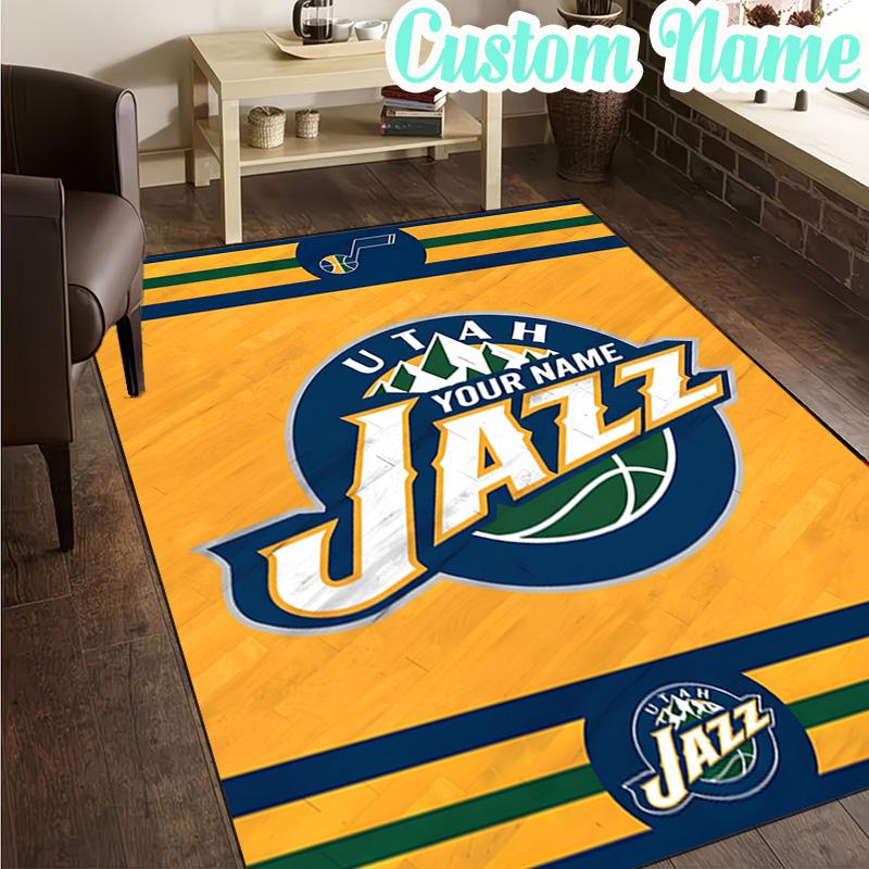 Custom Name Jazz Basketball Team Rug, Office Rug, Chair Rug, Carpet for Living Rooms, Doormat Game Rug Home Decor Christmas Gifts