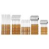 20/30pcs Bamboo Tableware Set Stainless Steel Nature Handle Retro Dinnerware Cutlery Steak Knives Table Fork Spoon Dessert Gift